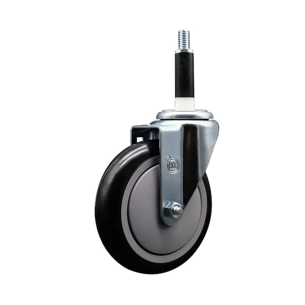 5'' SS Black Poly Wheel Swivel 7/8'' Expanding Stem Caster